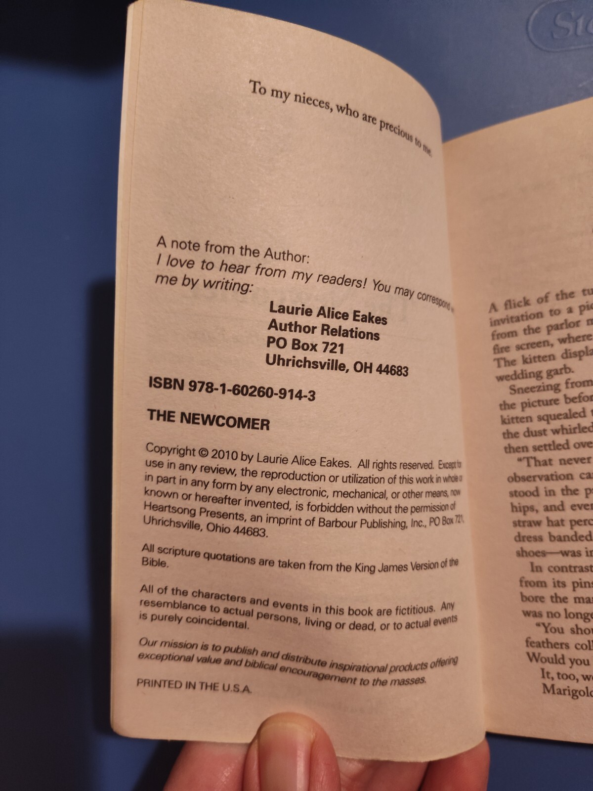 The Newcomer (Laurie Alice Eakes, 2010, Barbour Publishing)