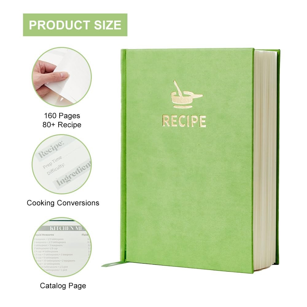 TSFPapier Hardcover Recipe Book 7×9.6in B5 160 Pages Leather Cover DarkRed