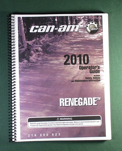 2010 Can-Am Renegade 500 Owner’s Manual: 152 Pages & Protective Covers