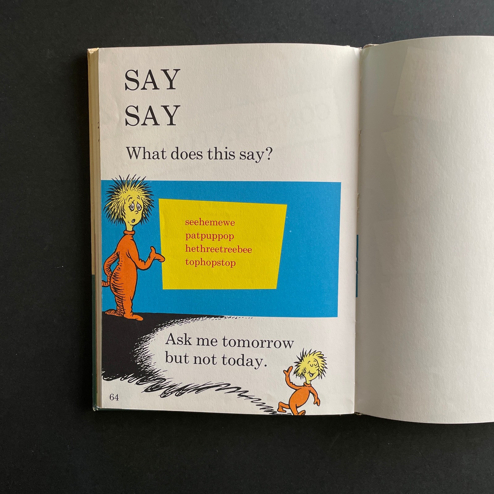 Hop On Pop • Dr. Seuss • Early Book Club Edition 1963 • Linen Hardcover