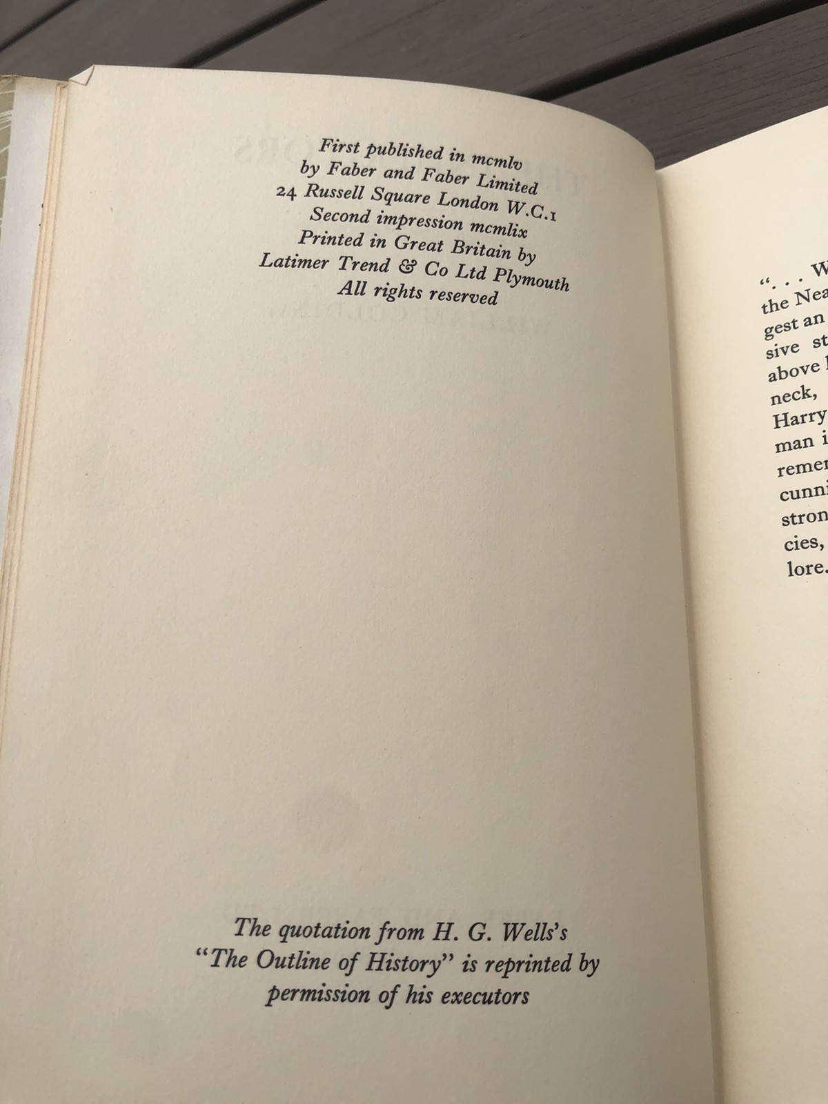 THE INHERITORS by William Golding – 1st Edition 2nd Impression 1955 Hardcover