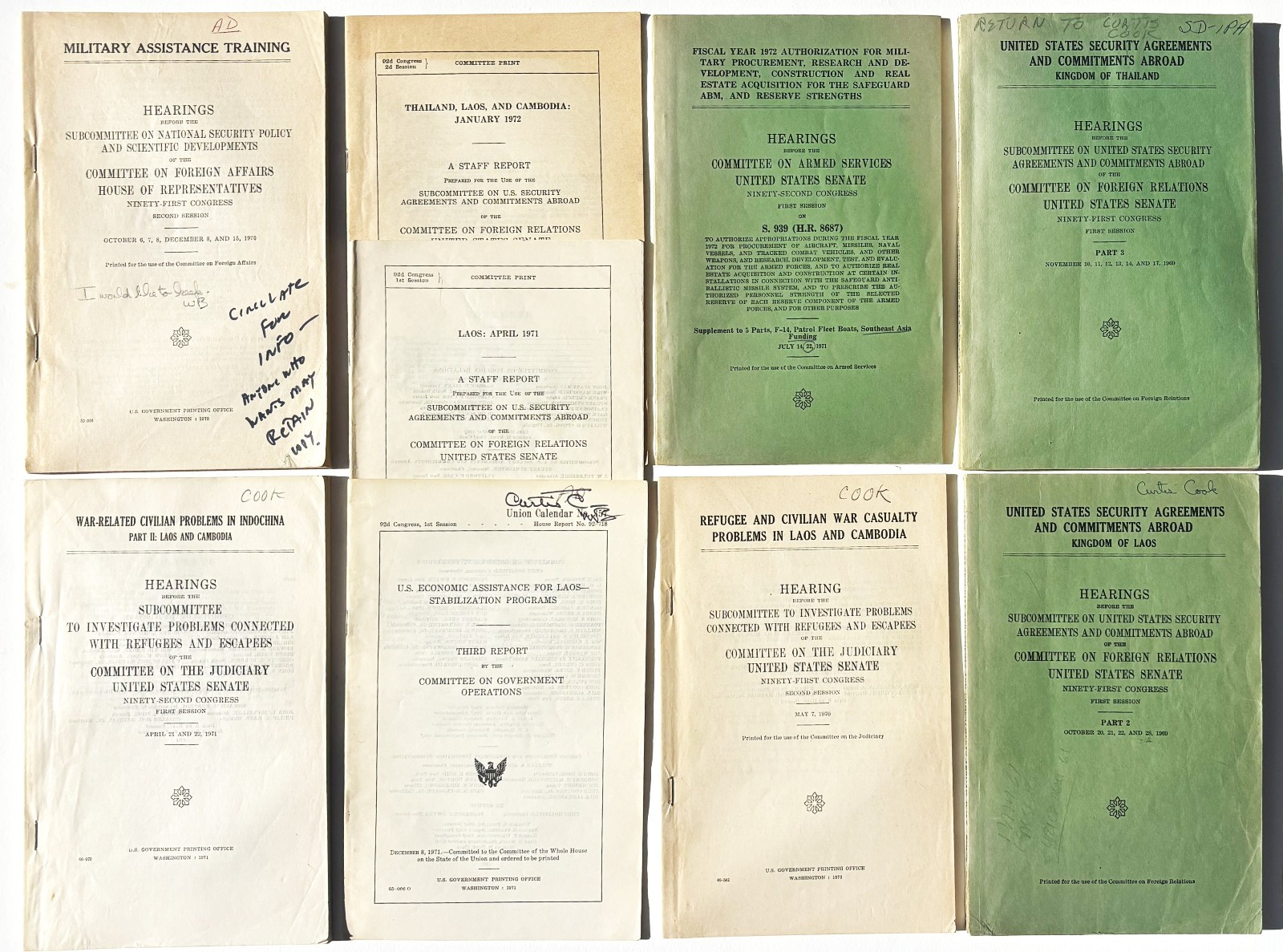 Congressional Subcommittee Hearings and Reports – Vietnam/Indochina