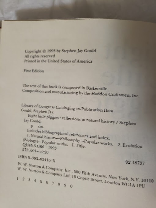 Eight Little Piggies Reflections – Stephen Jay Gould SIGNED FIRST EDITION