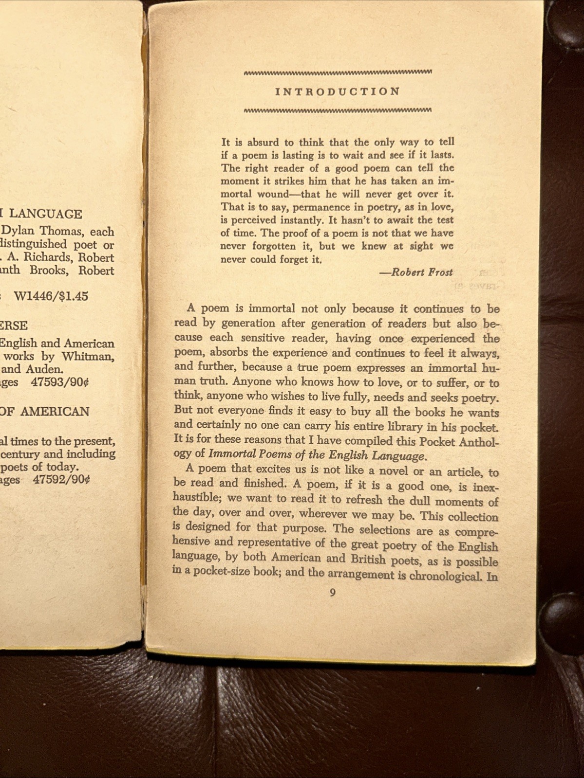 IMMORTAL POEMS of the English Language Oscar Williams Ed Washington Square Press