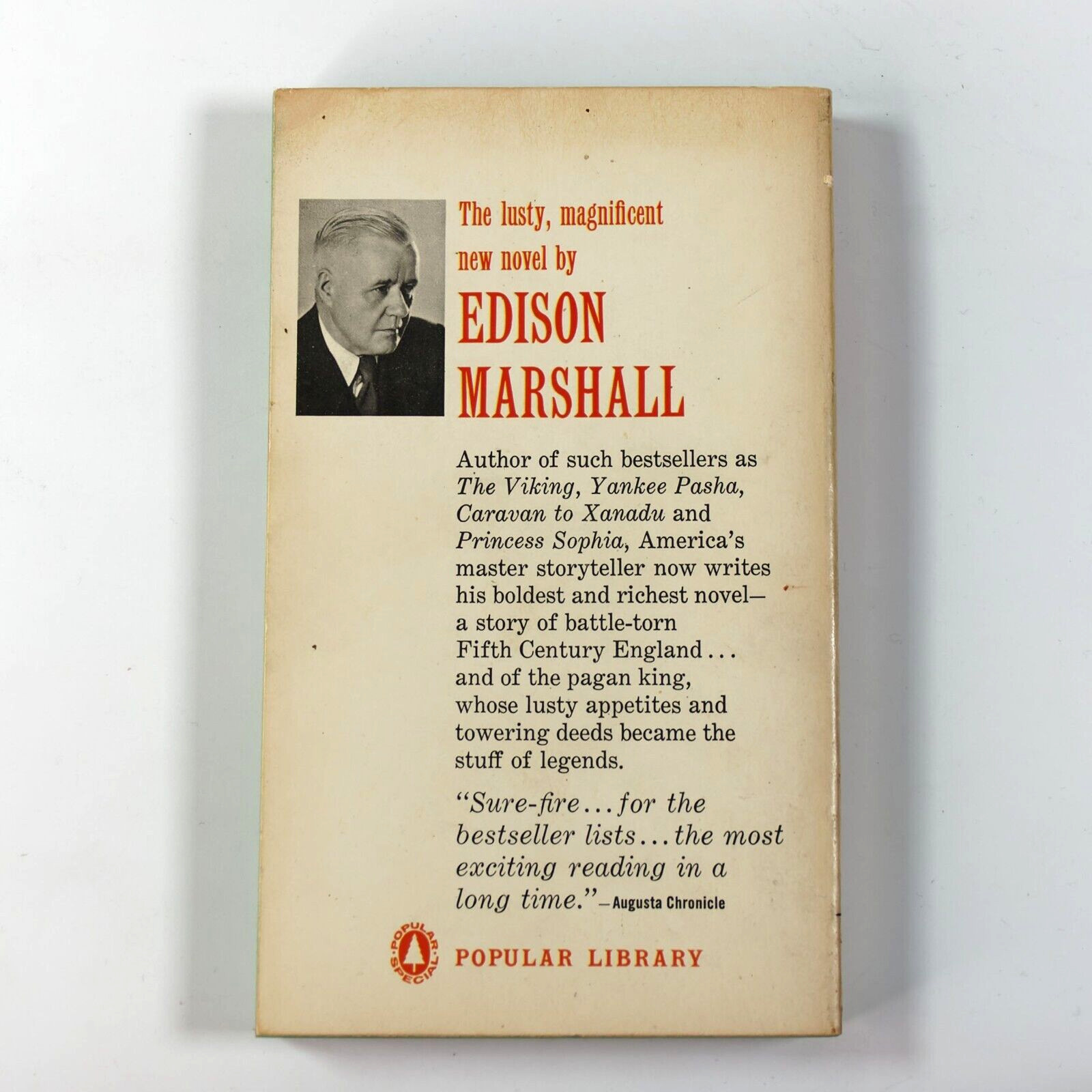 The Pagan King by Edison Marshall Popular Library W-1152 Vintage Paperback