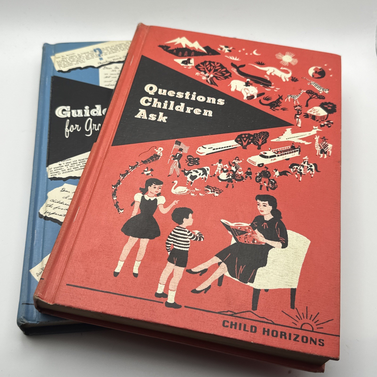VTG 1960 CHILD HORIZONS Questions Children Ask & Guideposts BOOKS HC Educational