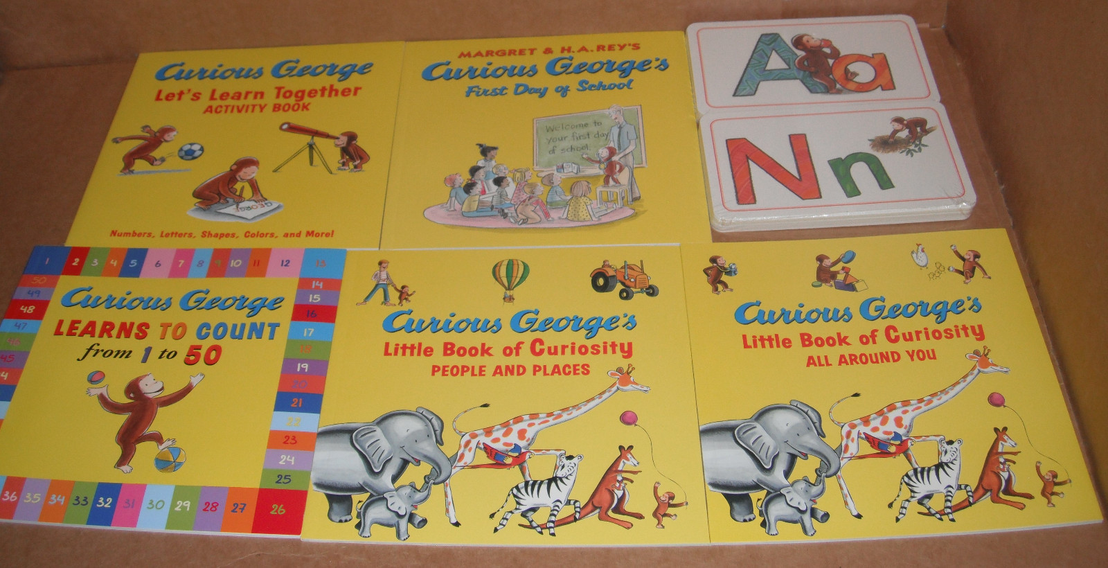 Lot of 5 Curious George Learning Library Books & Flashcards by H. A. Rey