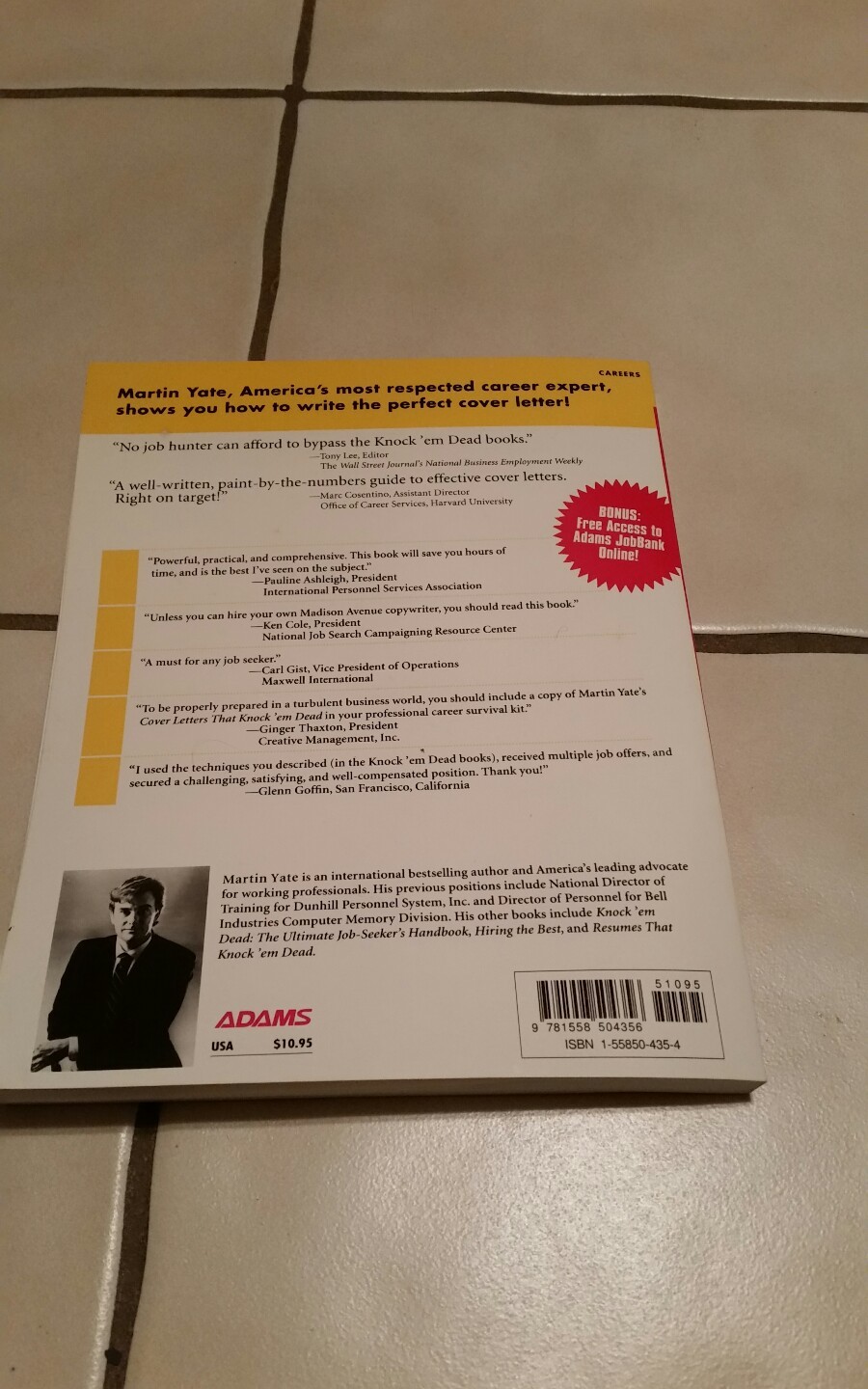 Cover Letters That Knock ‘Em Dead by Martin Yate;Over 1.7 million Knock ’em Dead