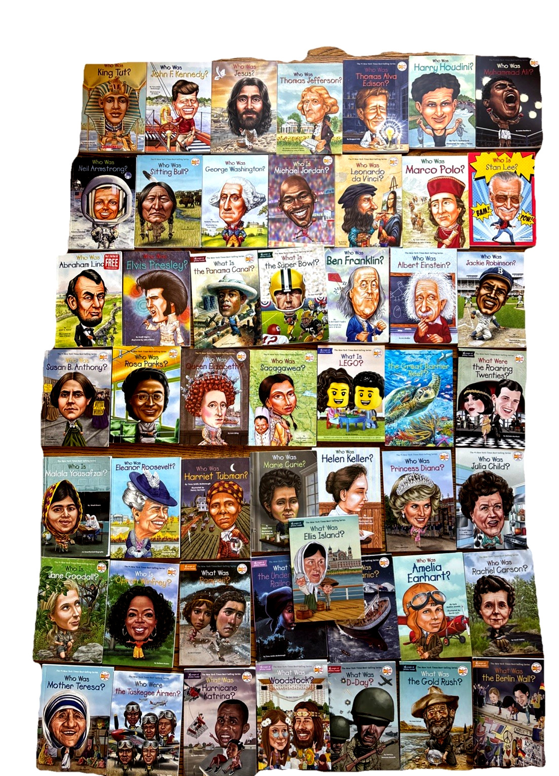 Lot of 50 Who Was / What Was / Where Is Books Biography History Homeschool Paper