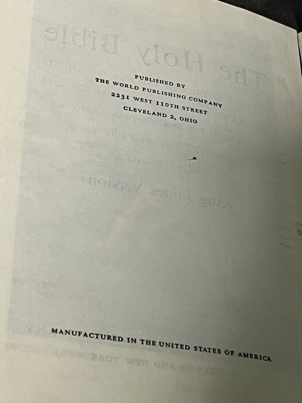 The Holy Bible King James Version, World Publishing / Leatherette