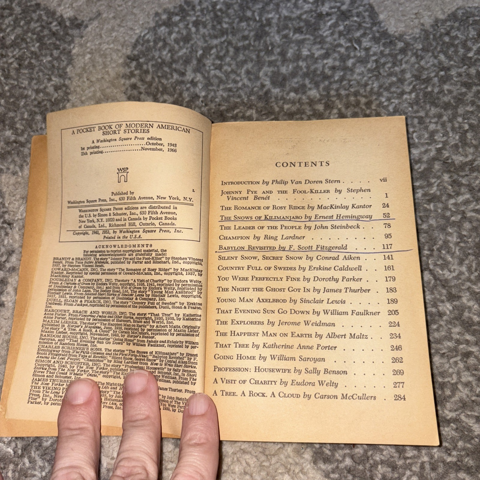 1966 Washington Square Press Paperback Modern American Short Stories