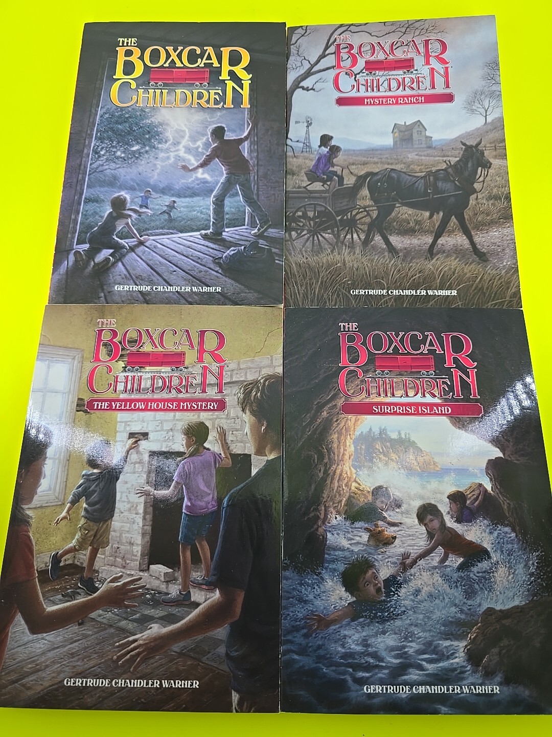 The Boxcar Children Paperback Books Set 1-4 ~ Ages 6-9 Grade Level 2-5