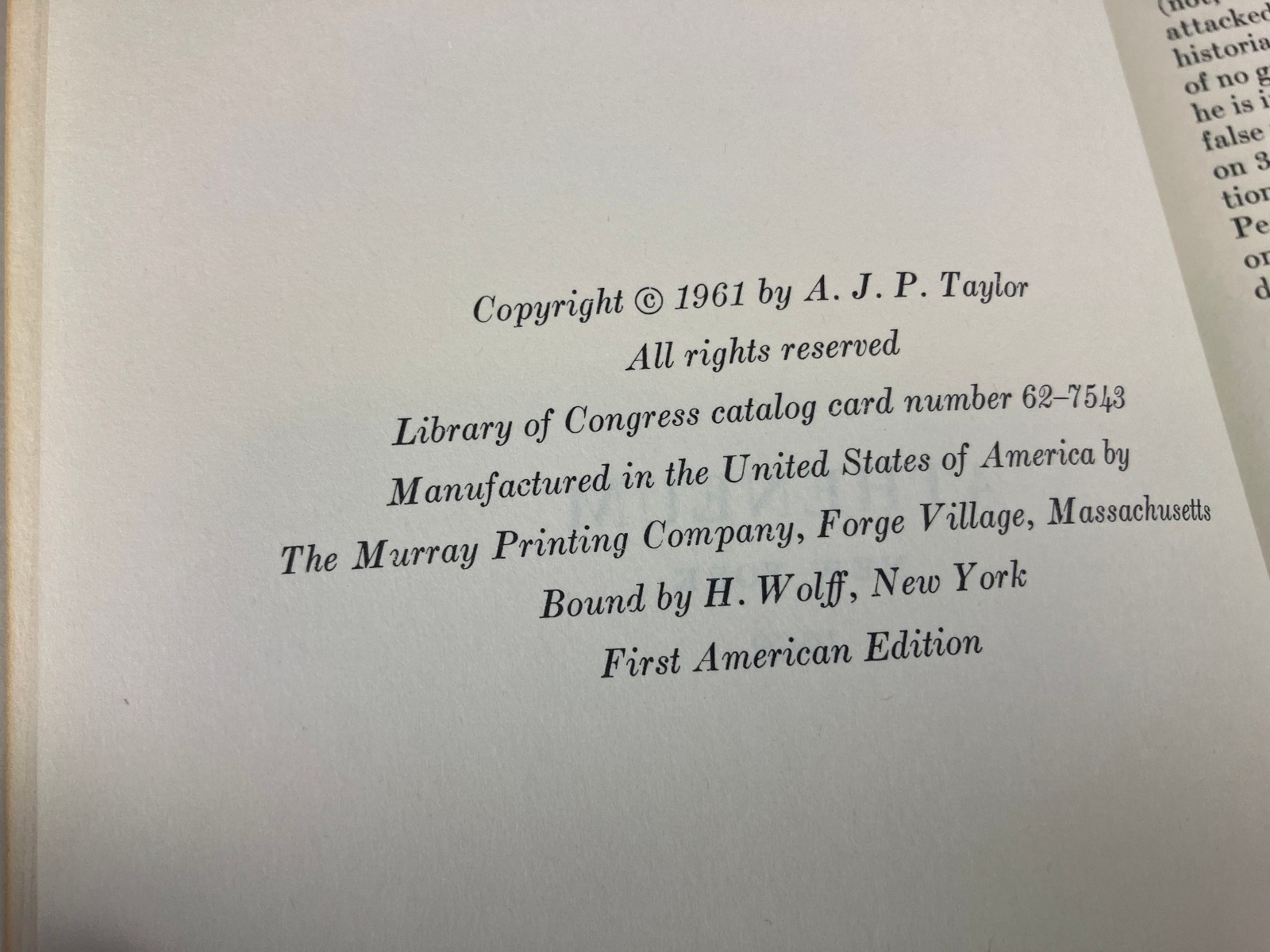 Vintage Book Origins of the Second World War A J P Taylor HC 1961 World War II